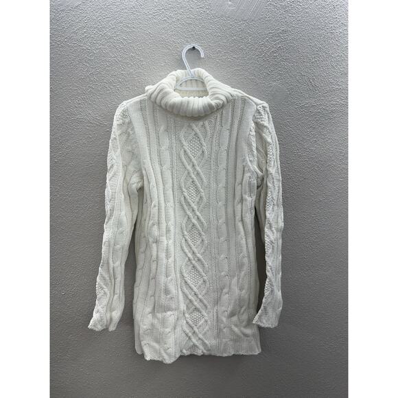 Donna Salyer Fabulous Furs Faux Womens Sweater Size XL White Knit Turtleneck - Picture 1 of 11